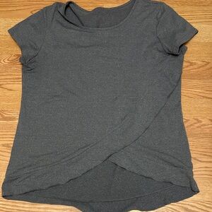SHEIN Charcoal Gray Short Sleeve Crossover Hem Tee